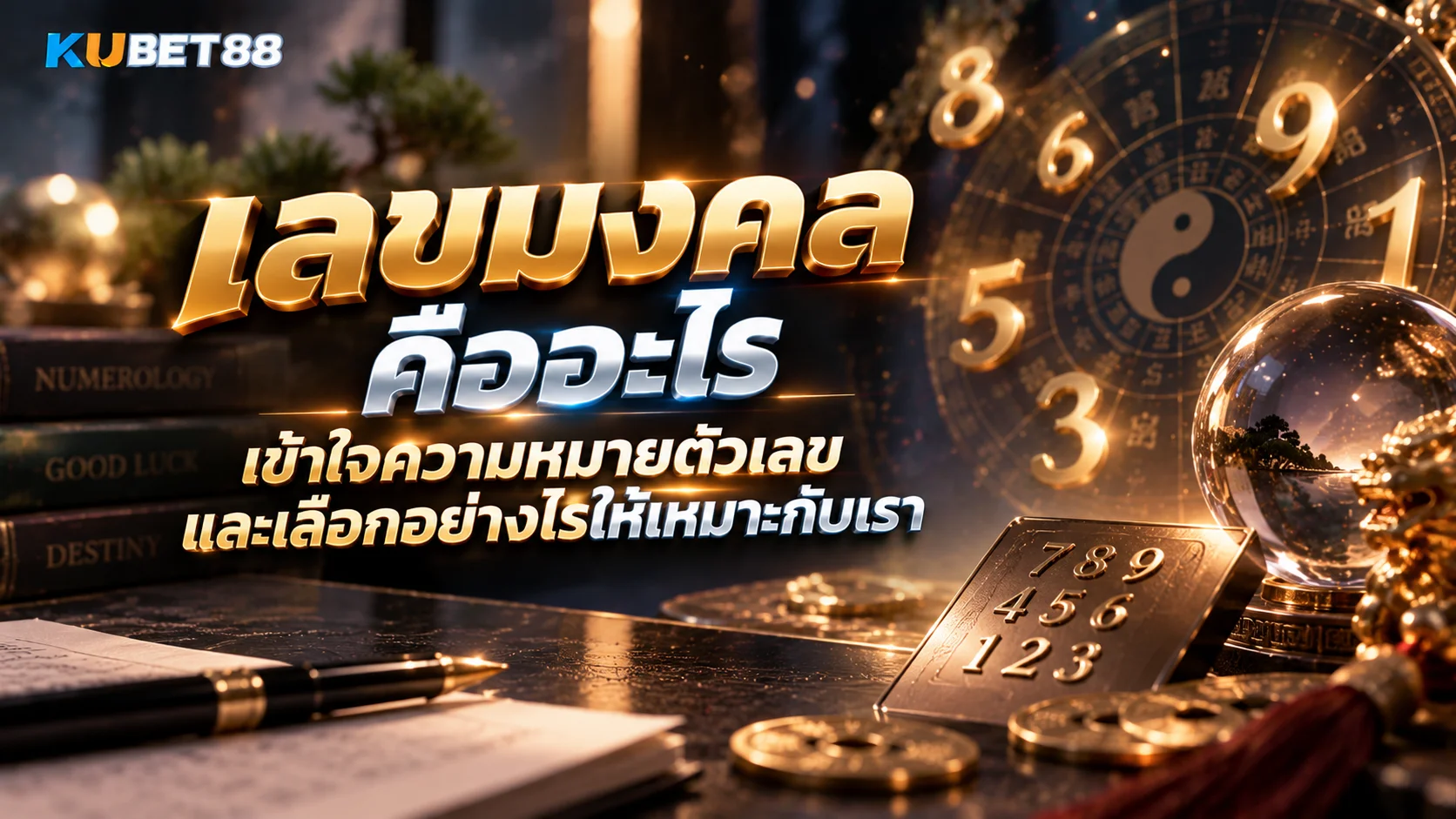 ภาพประกอบเลขมงคล แสดงตัวเลข ความหมายเชิงสัญลักษณ์ และแนวคิดการเลือกเลขให้เหมาะกับแต่ละคน